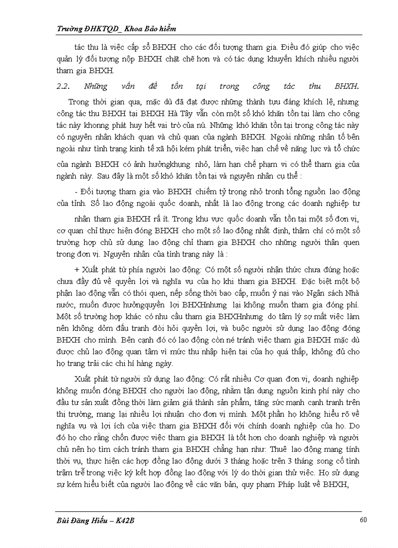 image for page Công tác thu của bảo hiểm xã hội hà tây, thực trạng và giải pháp