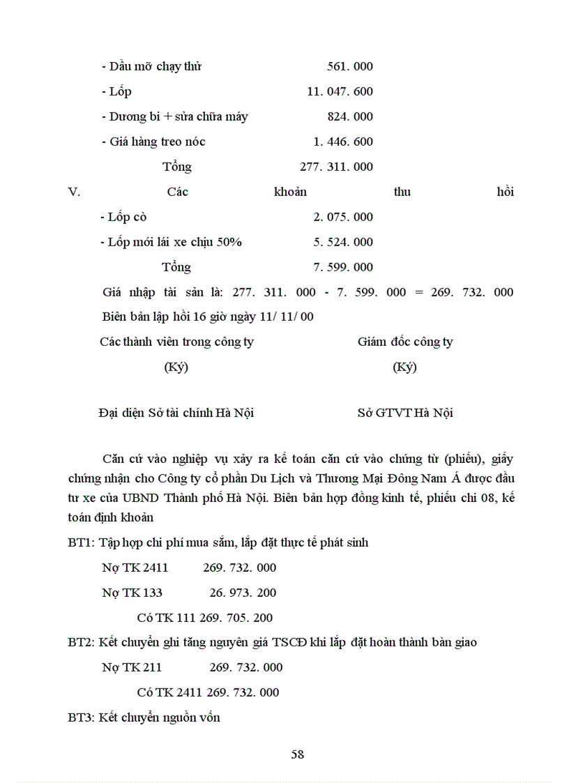 image for page Tổ chức hạch toán tài sản cố định với những vấn đề về quản lý và nâng cao hiệu quả sử dụng tài sản cố định tại Công ty cổ phần Du Lịch và Thương Mại Đông Nam á