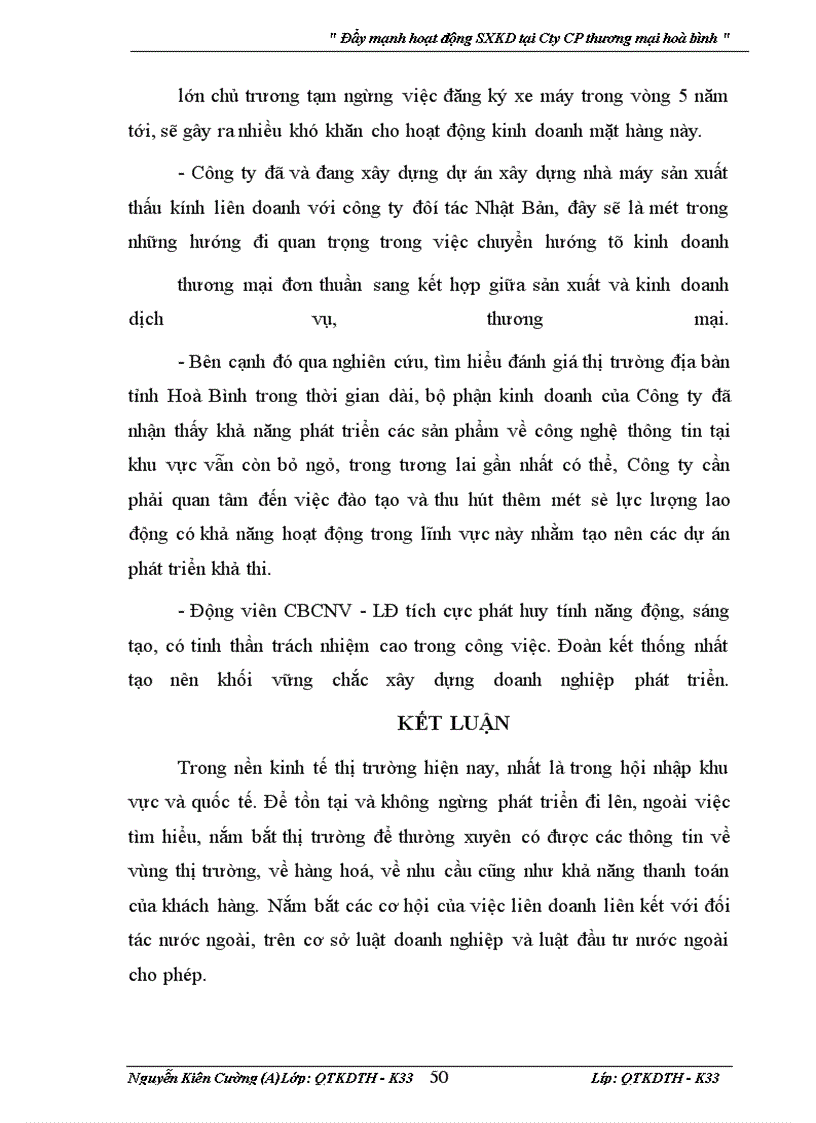 image for page Đẩy mạnh hoạt động sản xuất kinh doanh tại Công cổ phần Thương mại Hoà bình