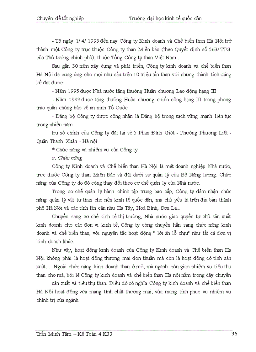 image for page Hoàn thiện hạch toán toán tiêu thụ thành phẩm & xác định kết quả tiêu thụ tại Công ty Chế biến và Kinh doanh than Hà Nội