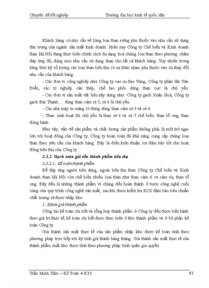 image for page Hoàn thiện hạch toán toán tiêu thụ thành phẩm & xác định kết quả tiêu thụ tại Công ty Chế biến và Kinh doanh than Hà Nội