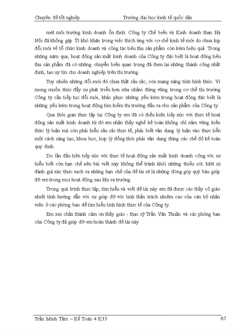 image for page Hoàn thiện hạch toán toán tiêu thụ thành phẩm & xác định kết quả tiêu thụ tại Công ty Chế biến và Kinh doanh than Hà Nội