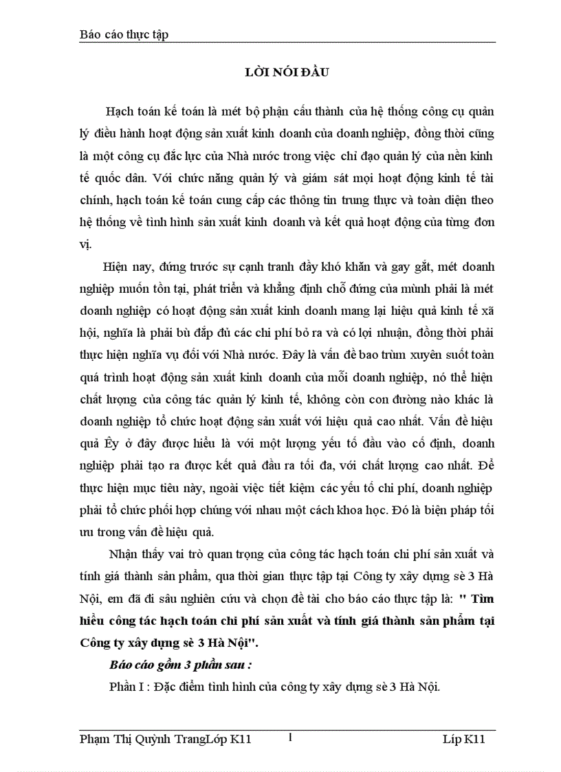 image for page Tìm hiểu công tác hạch toán chi phí sản xuất và tính giá thành sản phẩm công trình xây lắp tại công ty xây dựng số 3