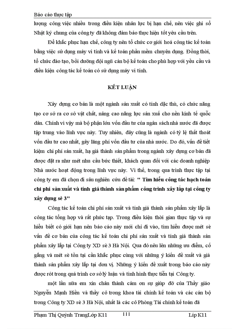 image for page Tìm hiểu công tác hạch toán chi phí sản xuất và tính giá thành sản phẩm công trình xây lắp tại công ty xây dựng số 3