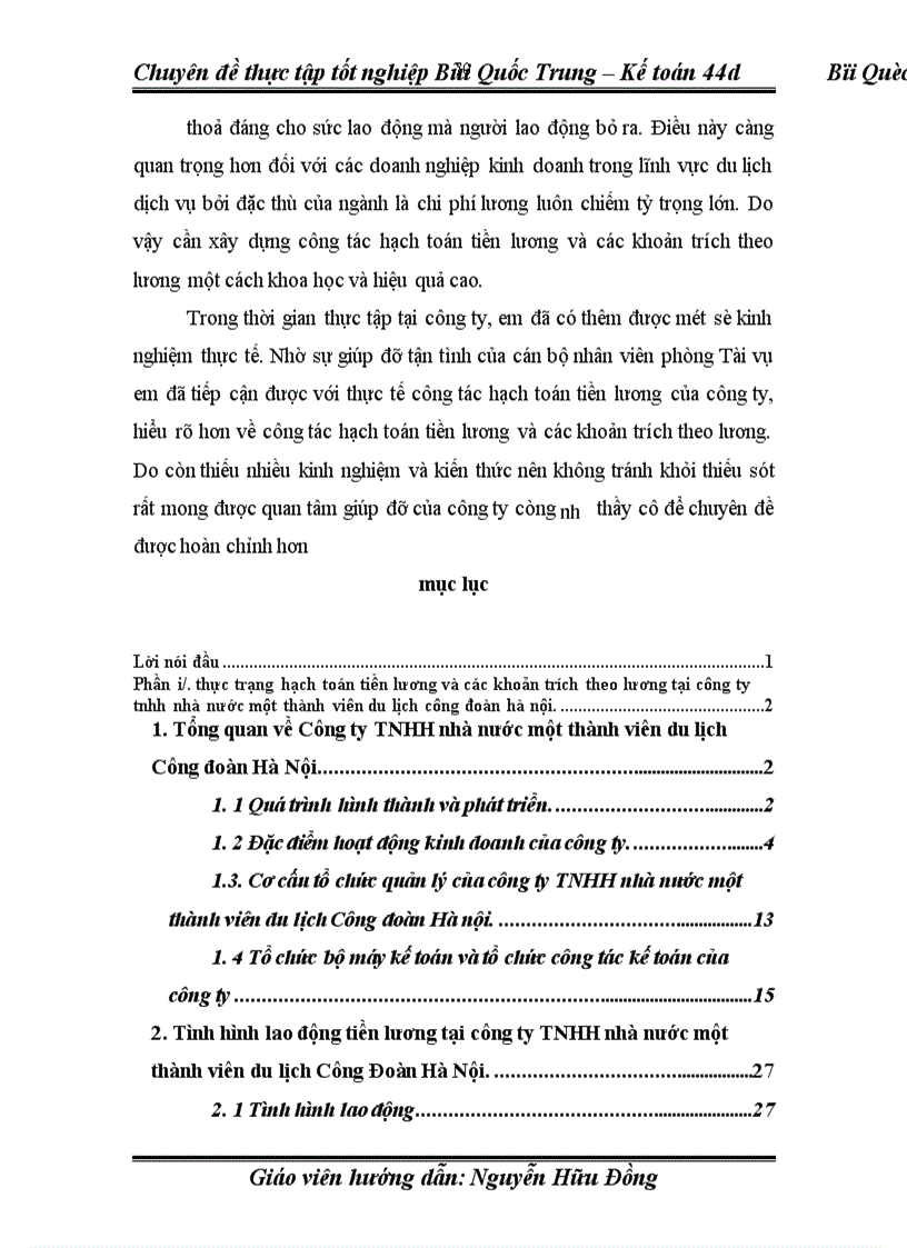 image for page Hạch toán tiền lương và các khoản trích theo lương tại Công ty TNHH nhà nước một thành viên du lịch Công Đoàn Hà Nội