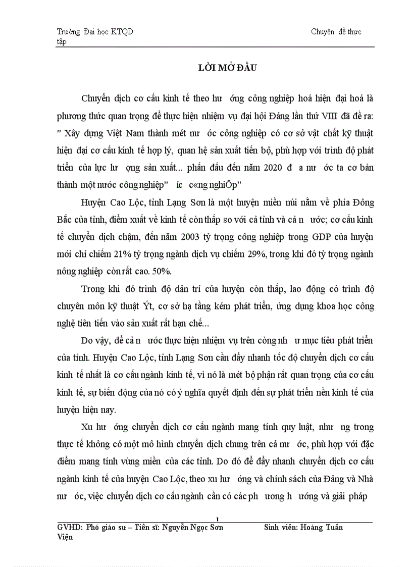 image for page Giải pháp cơ bản về chuyển dịch cơ cấu ngành kinh tế ở huyện Cao Lộc, tỉnh Lạng Sơn thời kỳ 2010-2015