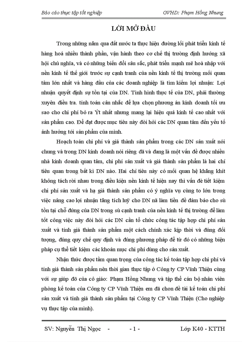 image for page Đánh giá thực trạng hoạch toán kế toán tập hợp chi phí sản xuất và tính giá thành sản phẩm tại Công ty CP Vĩnh Thiện