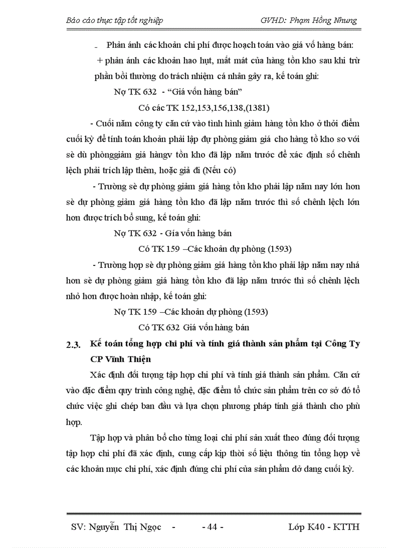 image for page Đánh giá thực trạng hoạch toán kế toán tập hợp chi phí sản xuất và tính giá thành sản phẩm tại Công ty CP Vĩnh Thiện