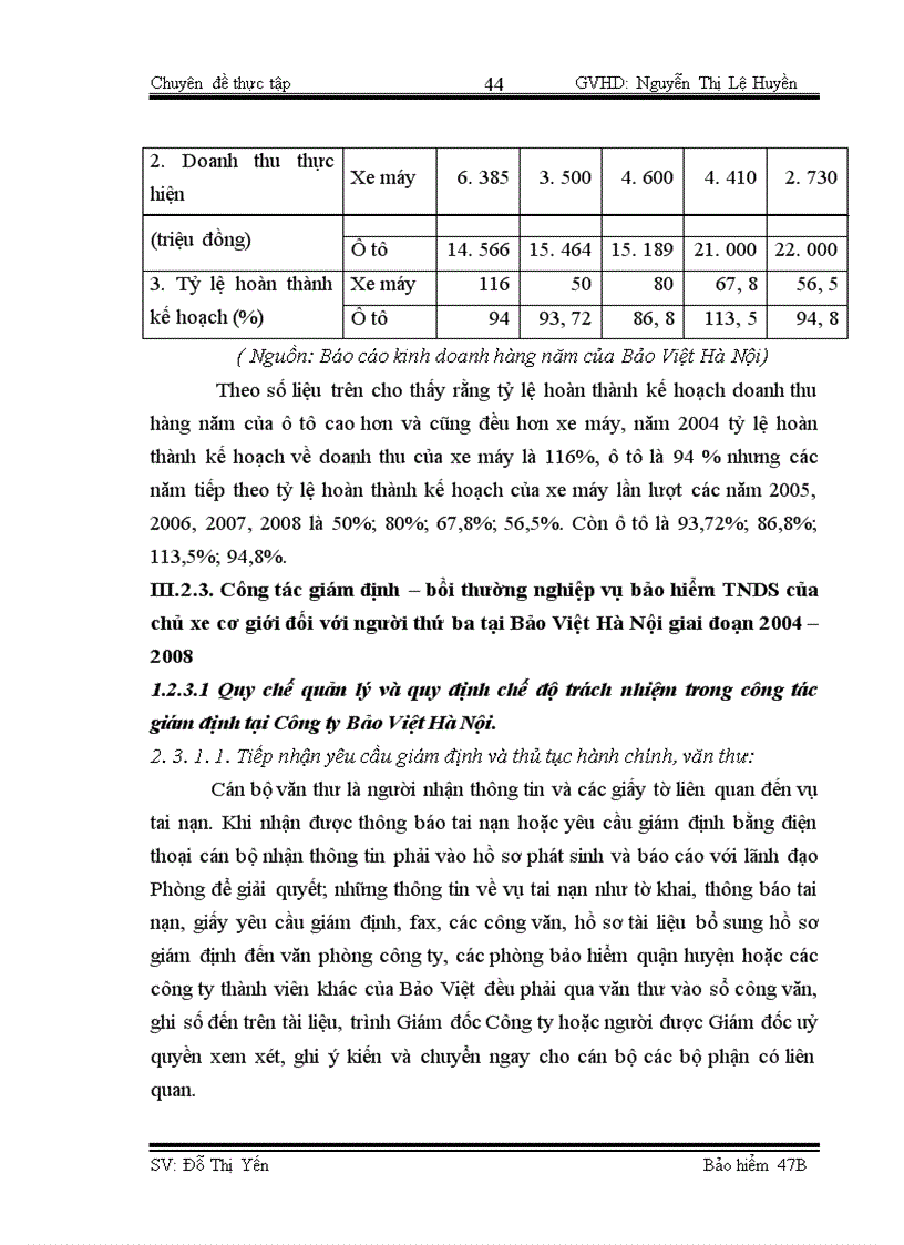 image for page Công tác giám định – bồi thường nghiệp vụ BH TNDS của chủ xe giới đối với người thứ ba tại BVHN