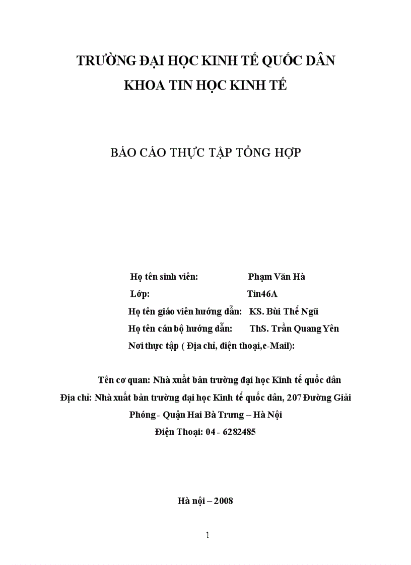 image for page Phân tích và thiết kế hệ thống thông tin quản lý quy trình xuất bản và định giá xuất bản phẩm tại nhà xuất bản trường đại học Kinh tế Quốc dân