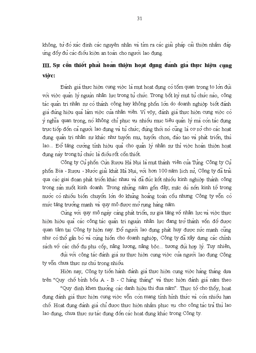 image for page Một số giải pháp nhằm hoàn thiện công tác đánh giá thực hiện công việc tại Công ty Cổ phần Cồn Rượu Hà Nội