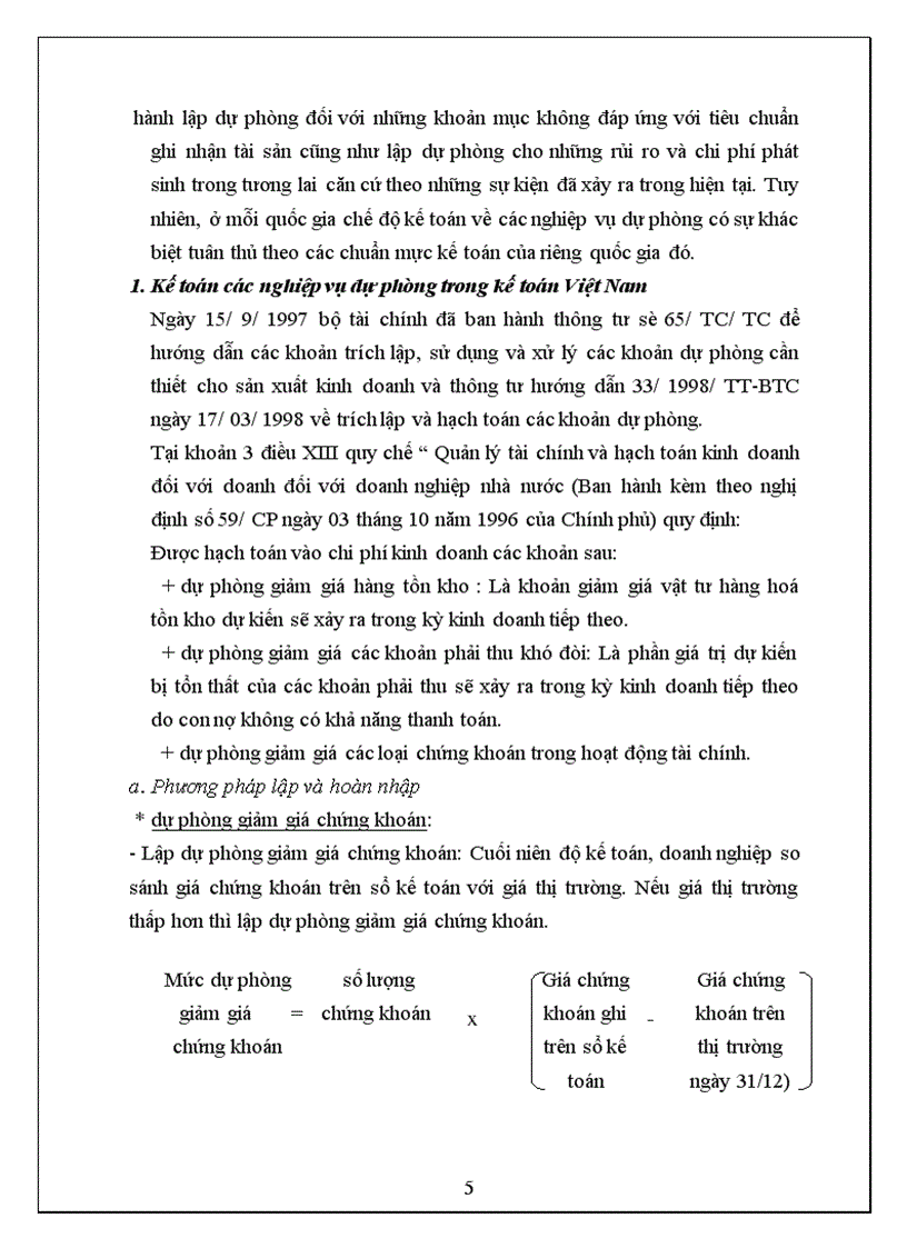 image for page Kế toán các loại dự phòng trong doanh nghiệp