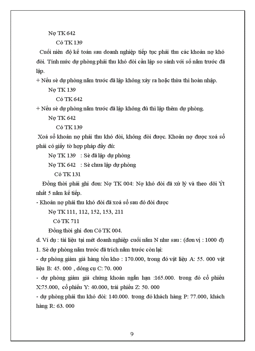 image for page Kế toán các loại dự phòng trong doanh nghiệp