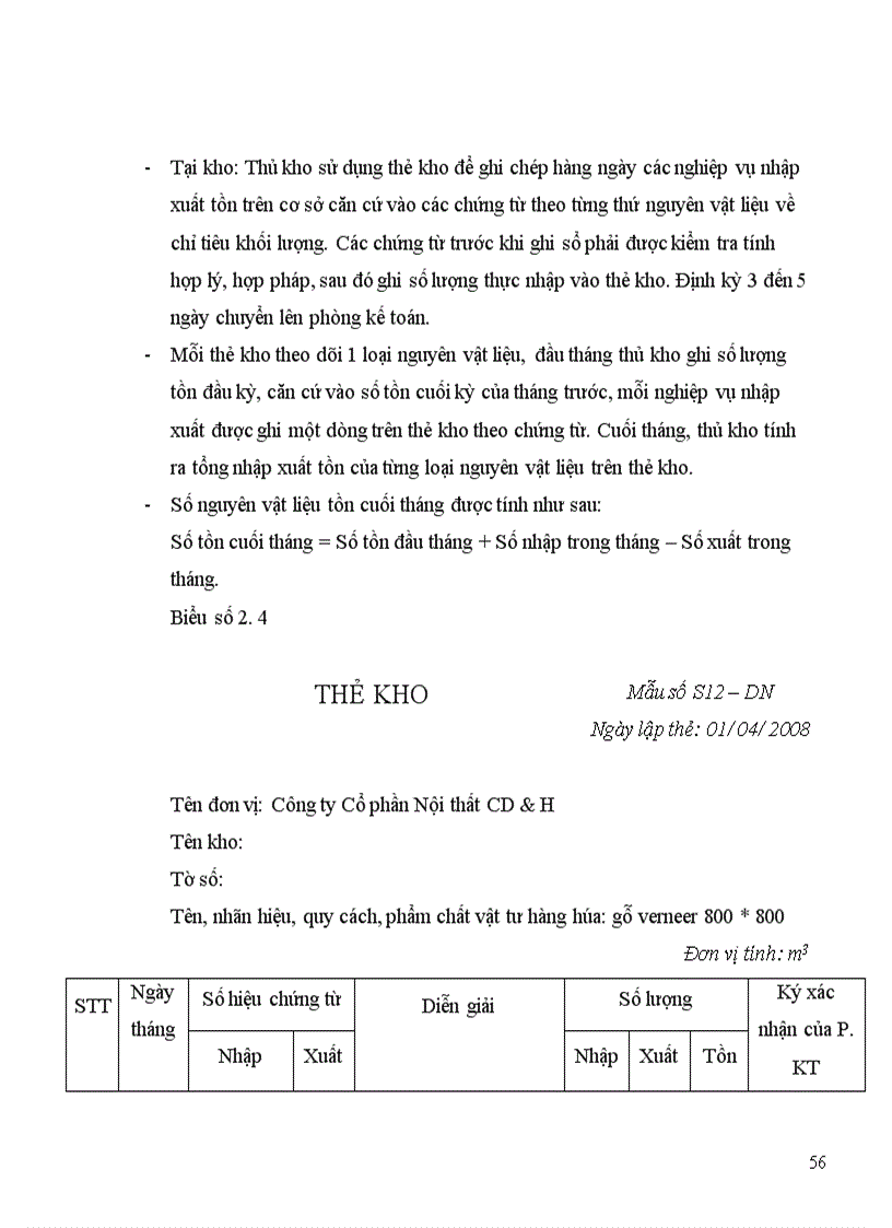 image for page Tổ chức công tác kế toán NVL tại Công ty Cổ phần Nội thất CD&H