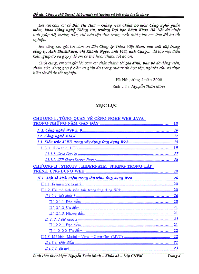 Công nghệ Struts, Hibernate và Spring trong xây dựng ứng dụng Web Tuyển dụng