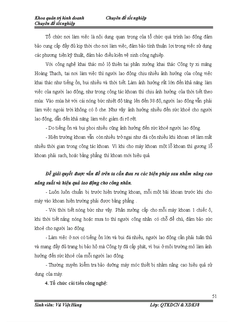 image for page Hoàn thiện tổ chức sản xuất công tác khoan tại phân xưởng khai thác Công ty xi măng Hoàng Thạch năm 2008