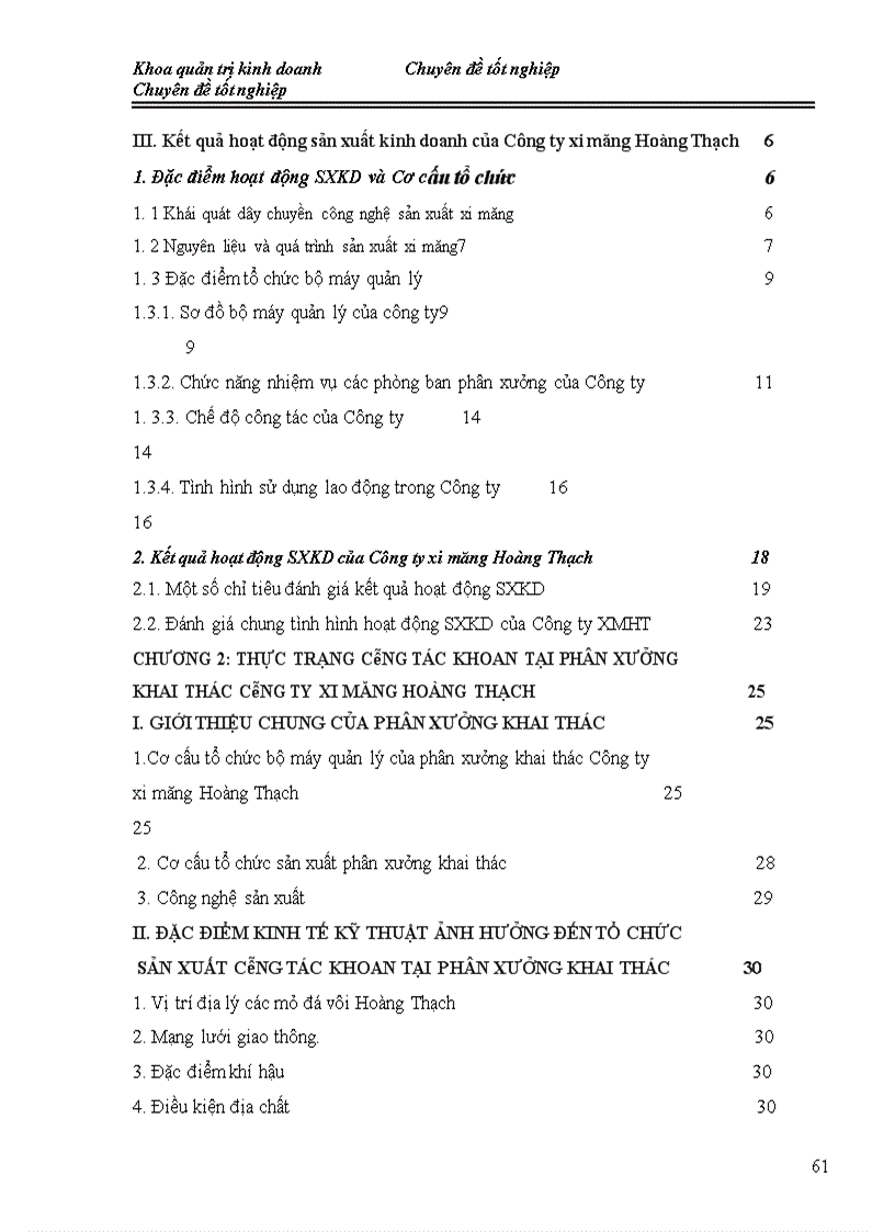 image for page Hoàn thiện tổ chức sản xuất công tác khoan tại phân xưởng khai thác Công ty xi măng Hoàng Thạch năm 2008