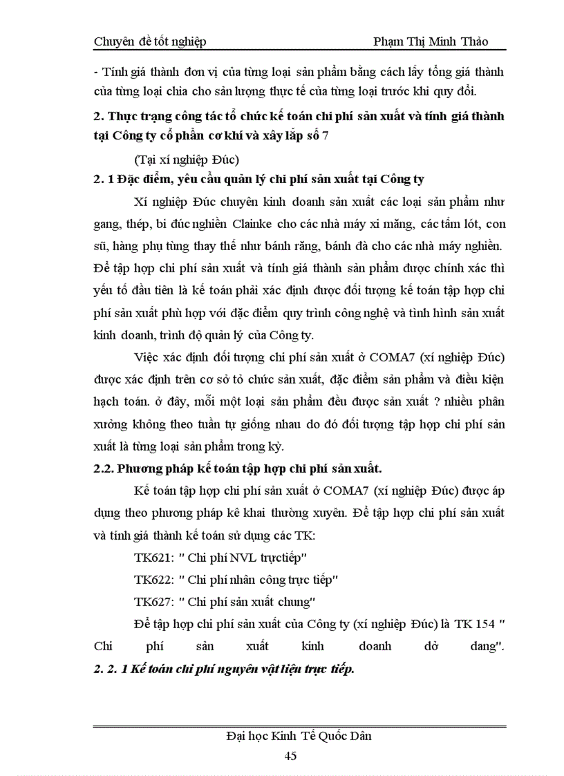 image for page Tổ chức kế toán chi phí sản xuất và tính giá thành sản phẩm ở Công ty cổ phần Cơ Khí và Xây lắp số 7