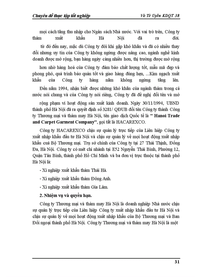 image for page Một số biện pháp thúc đẩy hoạt động xuất khẩu ở Công ty Thương mại và thảm may Hà Nội