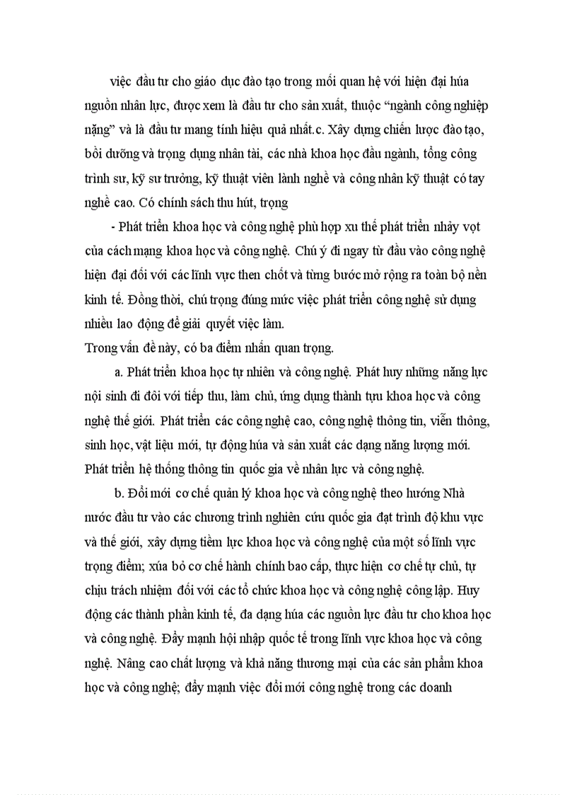 image for page Đề cương tiểu luận triết học: Luận chứng chủ trương phát triển Khoa học&Công nghệ cùng với Giáo dục&Đào tạo là những quốc sách hàng đầu để thực hiện thành công sự nghiệp Công nghiệp hoá,Hiện đại hoá ở Việt Nam.