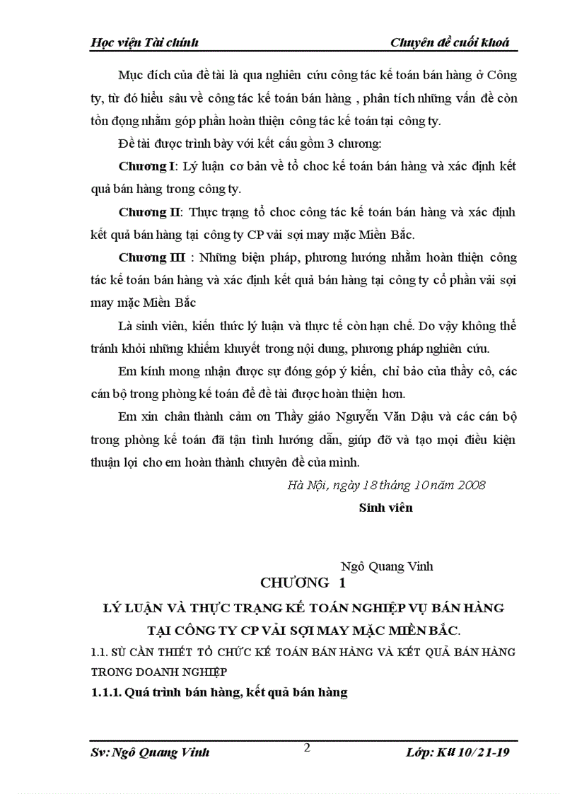image for page Kế toán bán hàng và xác định kết quả bán hàng ở Công ty cổ phần vải sợi may mặc Miền Bắc