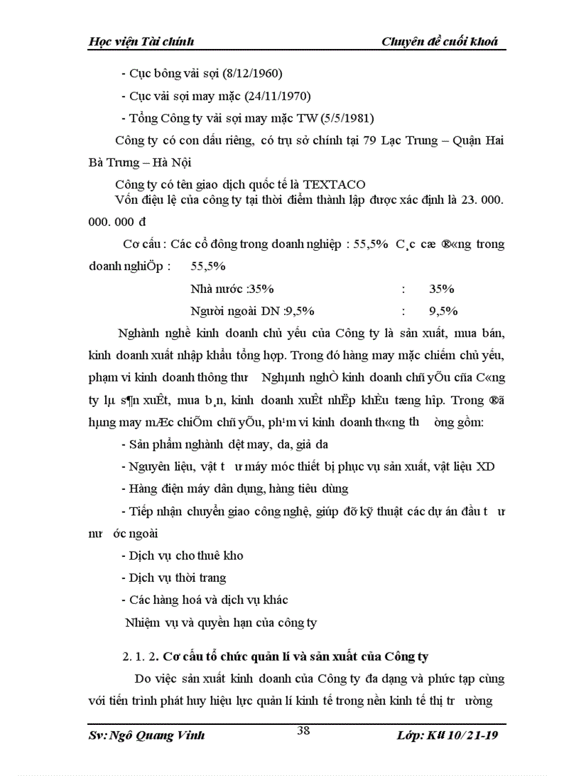 image for page Kế toán bán hàng và xác định kết quả bán hàng ở Công ty cổ phần vải sợi may mặc Miền Bắc