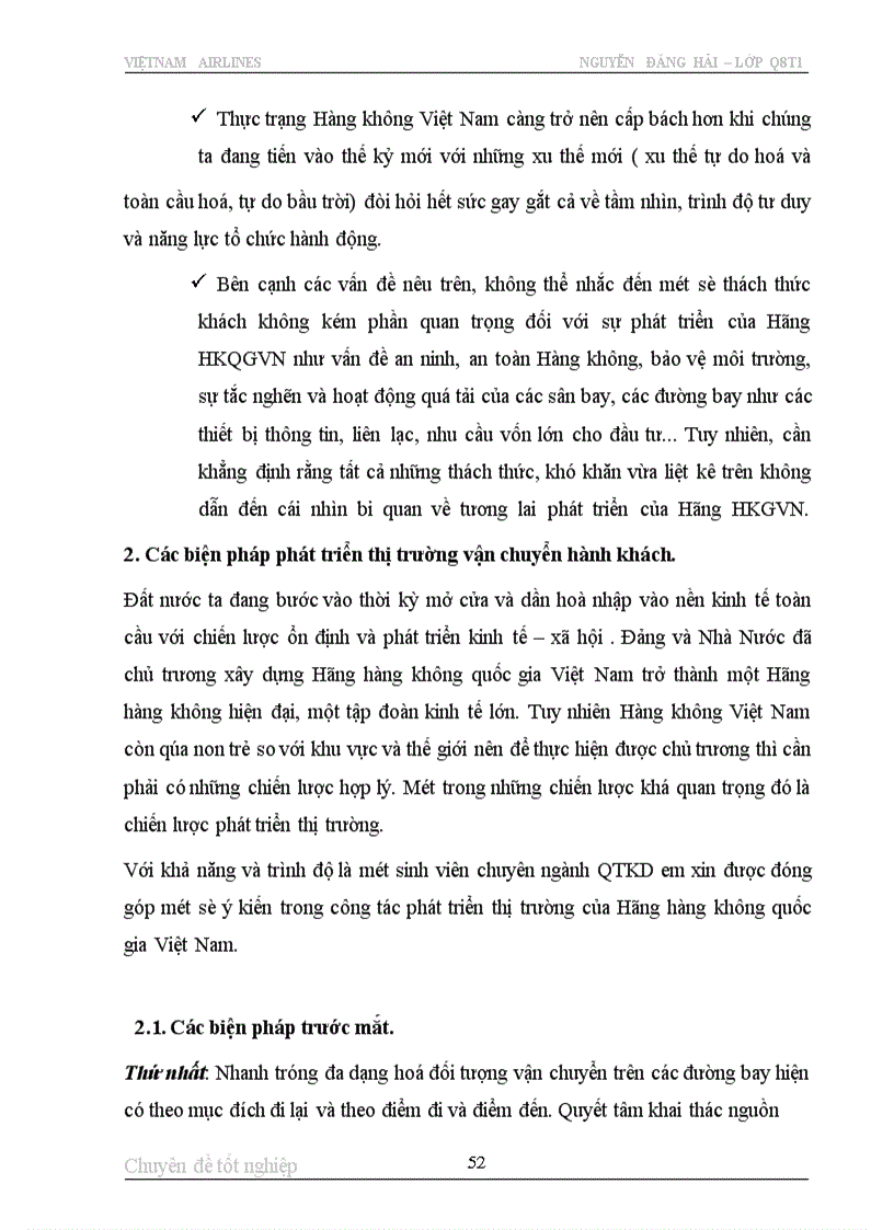 image for page Một số biện pháp nhằm duy trì và mở rộng thị trường vận chuyển hành khách của hàng không quốc gia Việt Nam