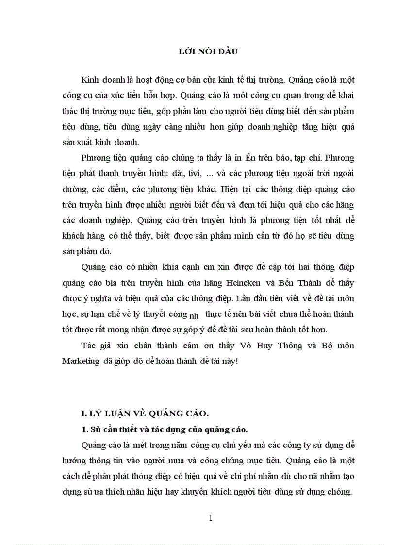 image for page Phân tích và so sánh hai quảng cáo Bia Heineken và Bến Thành.