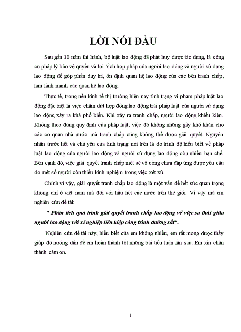 image for page Phân tích quá trình giải quyết tranh chấp lao động về việc sa thải giữa người lao động với xí nghiệp liên hiệp công trình đường sắt