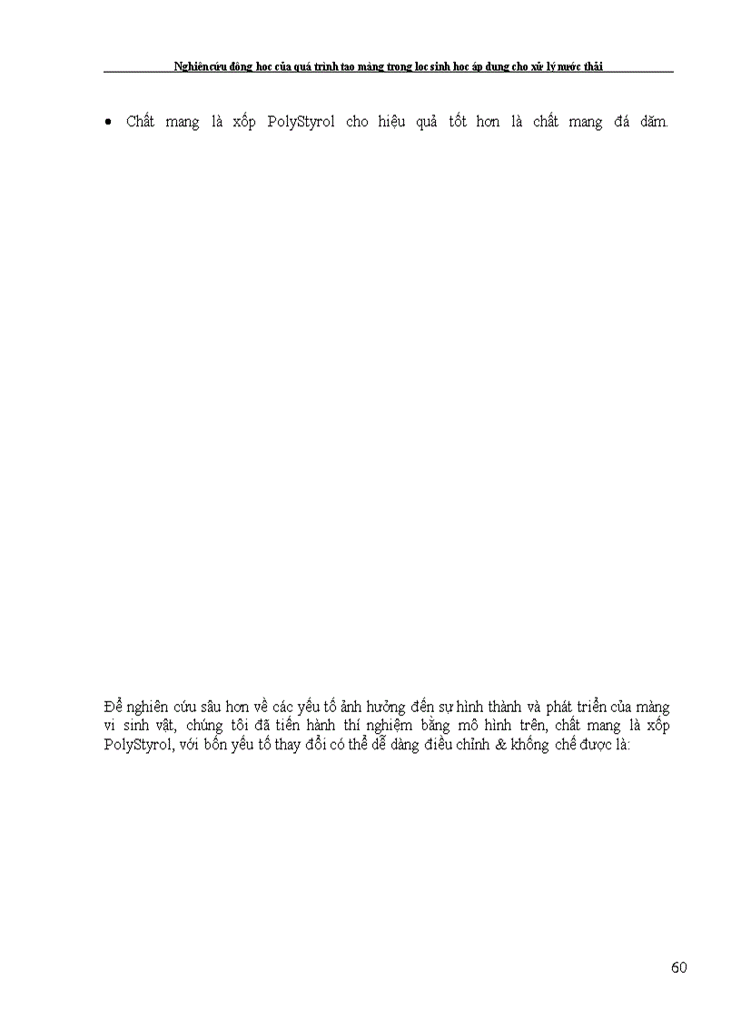 image for page Nghiên cứu động học của quá trình tạo màng trong lọc sinh học áp dụng cho xử lý nước thải 1