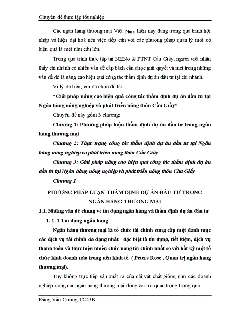 image for page Giải pháp nâng cao hiệu quả công tác thẩm định dự án đầu tư tại Ngân hàng nông nghiệp và phát triển nông thôn Cầu Giấy