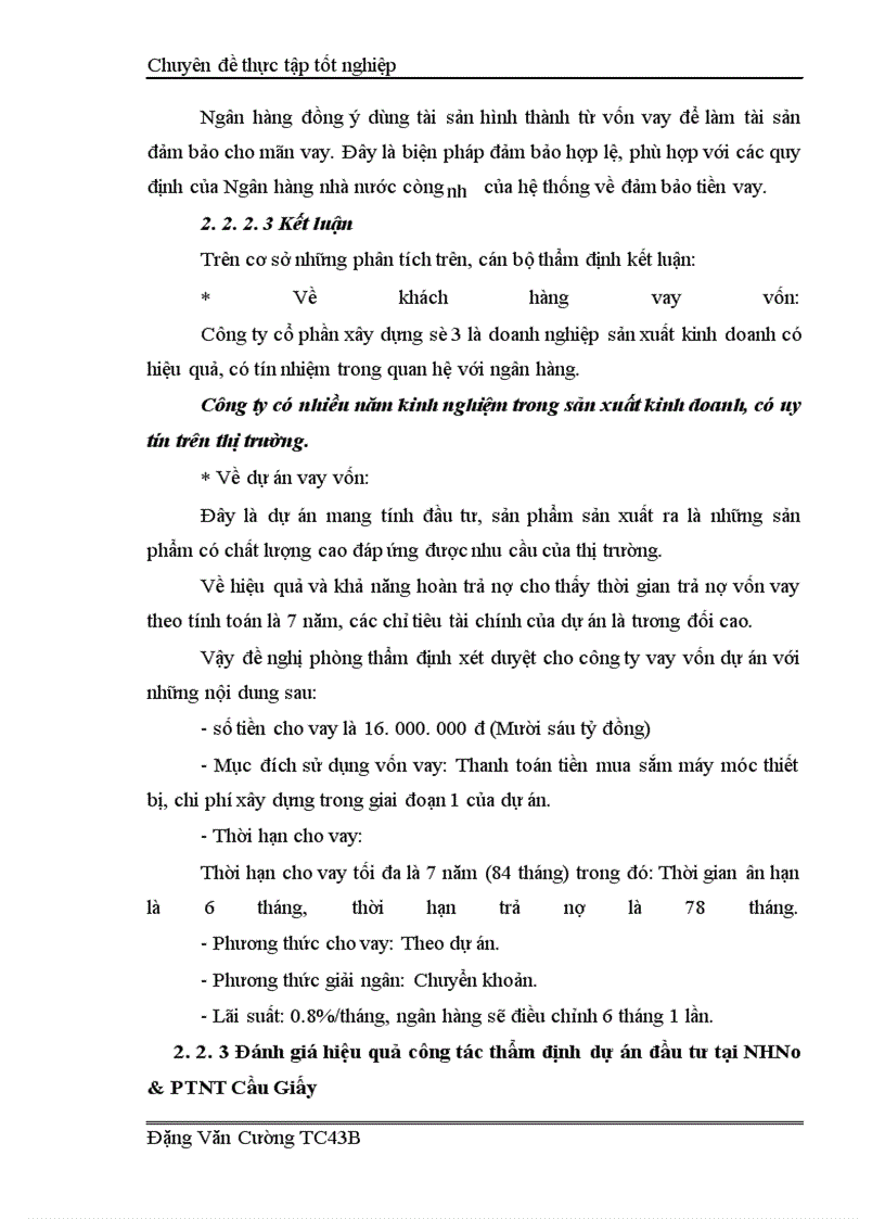 image for page Giải pháp nâng cao hiệu quả công tác thẩm định dự án đầu tư tại Ngân hàng nông nghiệp và phát triển nông thôn Cầu Giấy