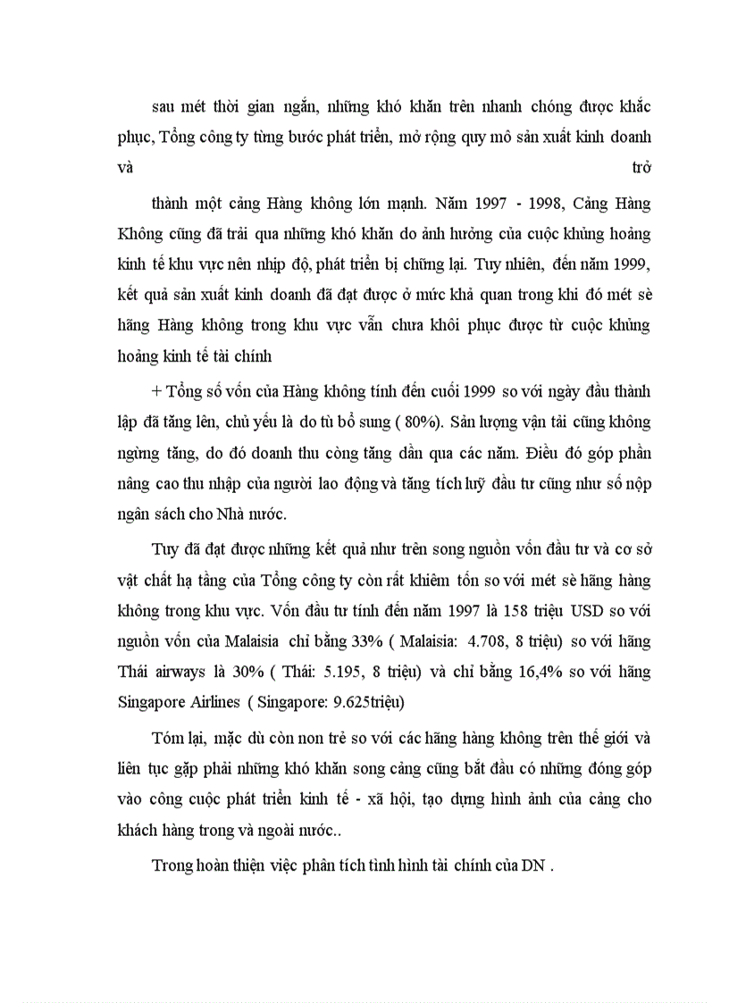 image for page Phân tích tình hình tài chính và một số biện pháp nâng cao hiệu quả kinh doanh tại cảng Hàng không Quốc tế Nội Bài