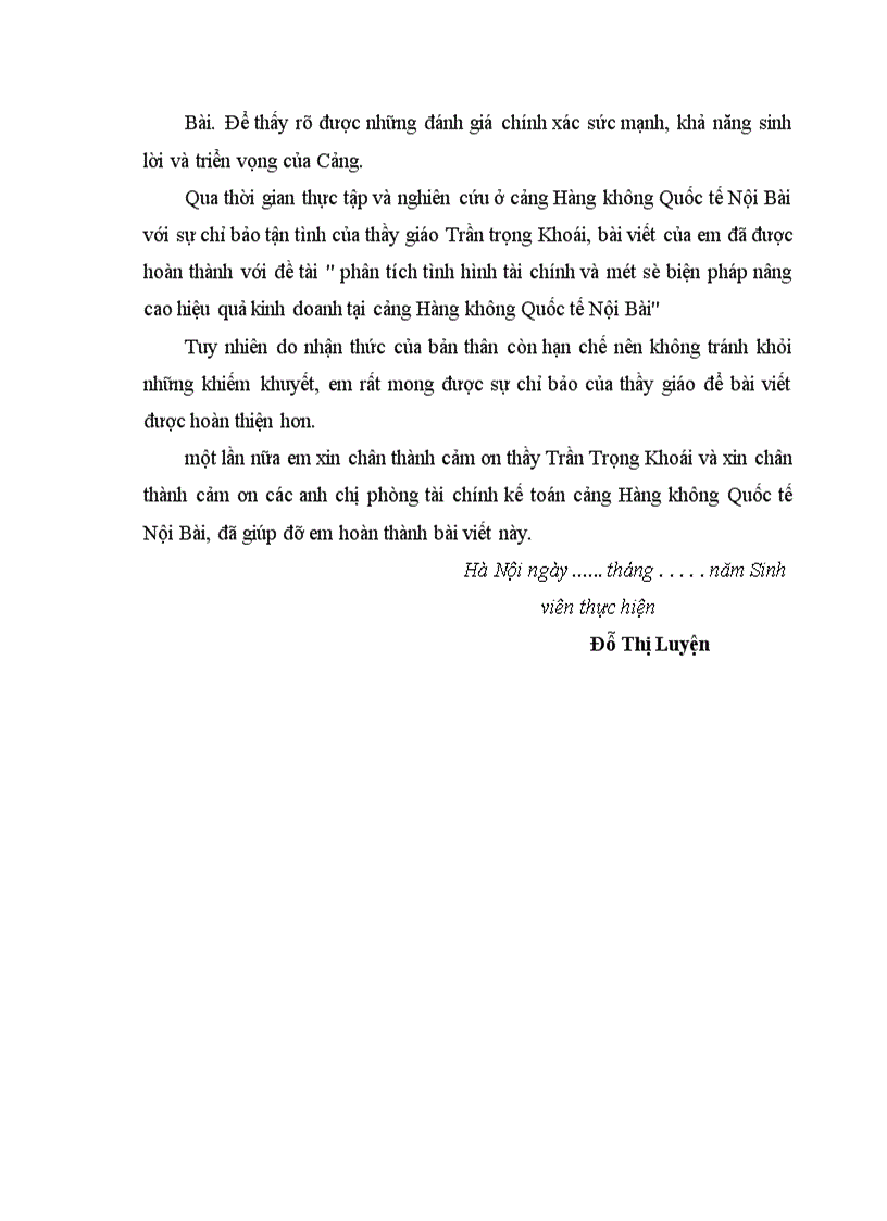 image for page Phân tích tình hình tài chính và một số biện pháp nâng cao hiệu quả kinh doanh tại cảng Hàng không Quốc tế Nội Bài