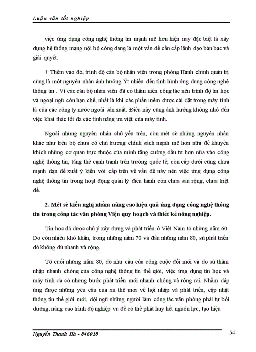 image for page Ứng dụng công nghệ thông tin trong công tác văn phòng của Viện quy hoạch và thiết kế nông nghiệp