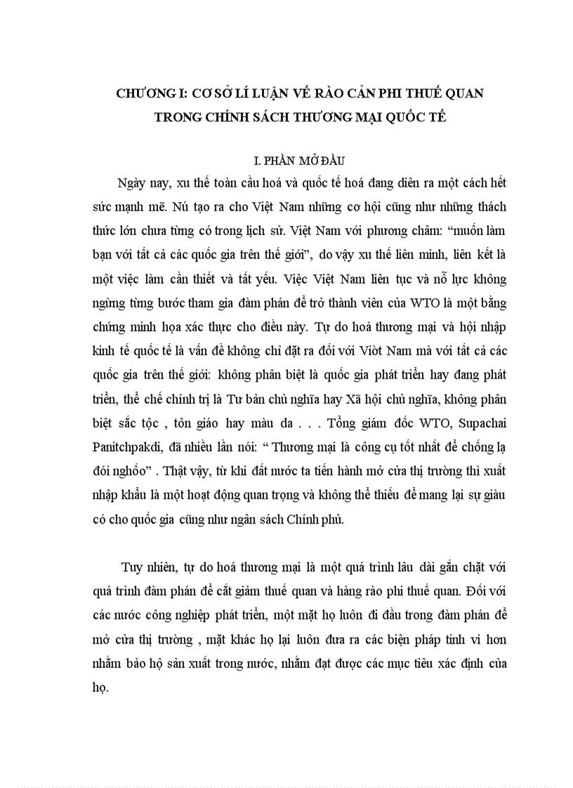 image for page Lí luận vế rào cản phi thuế quan trong chính sách thương mại quốc tế