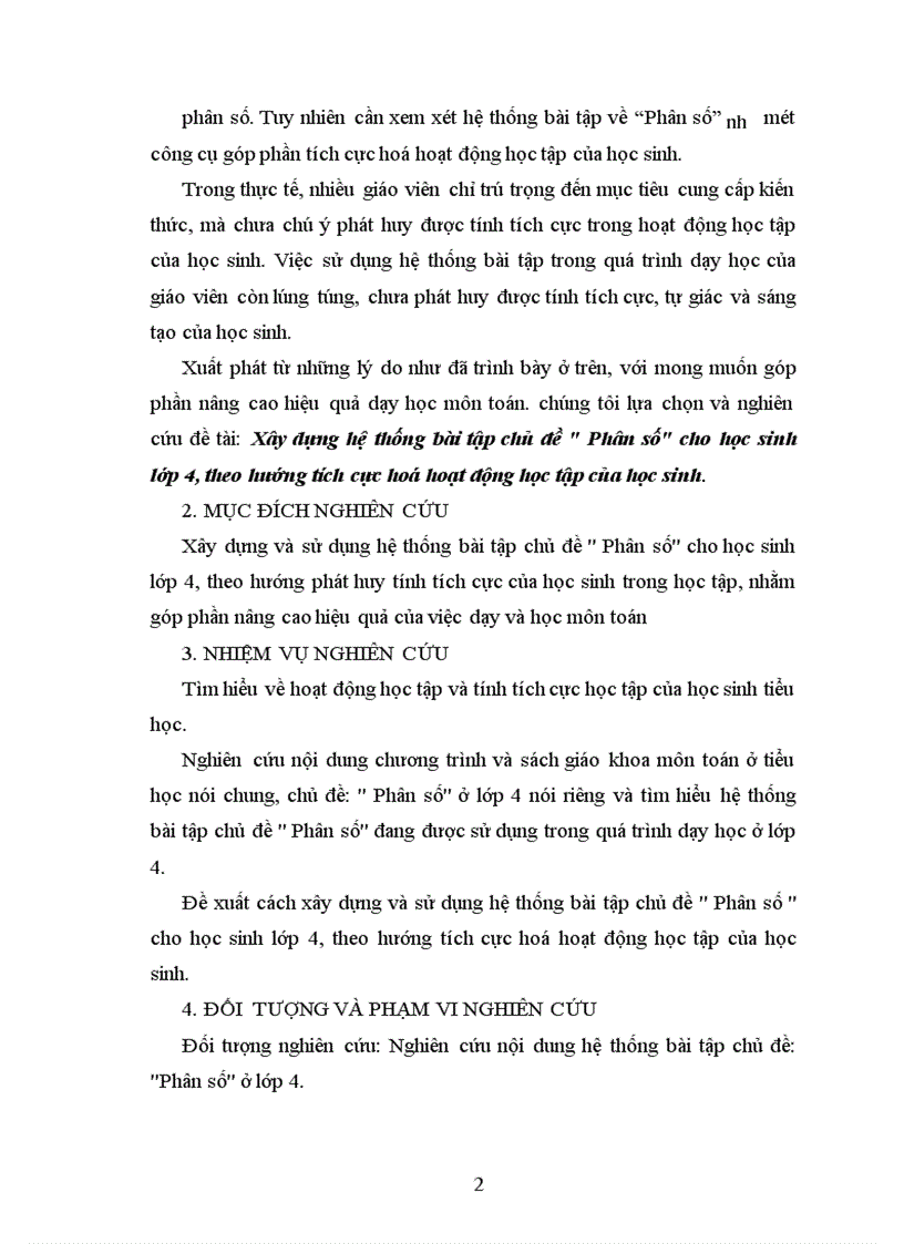 image for page Xây dựng và sử dụng hệ thống bài tập chủ đề: Phân sốcho học sinh lớp 4 , theo hướng tích cực hoá hoạt động học tập của học sinh