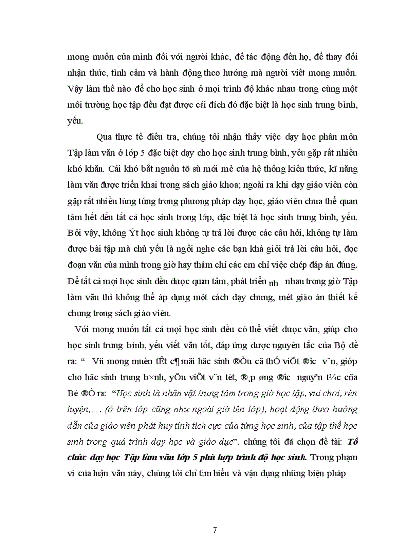 image for page Tổ chức dạy học Tập làm văn lớp 5 phù hợp trình độ học sinh