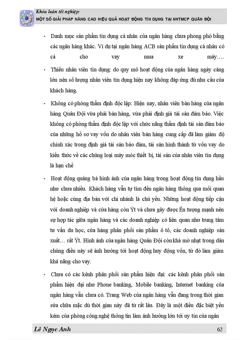 image for page Một số giải pháp Nâng cao hiệu quả hoạt động tín dụng tại NHTMCP Quân Đội