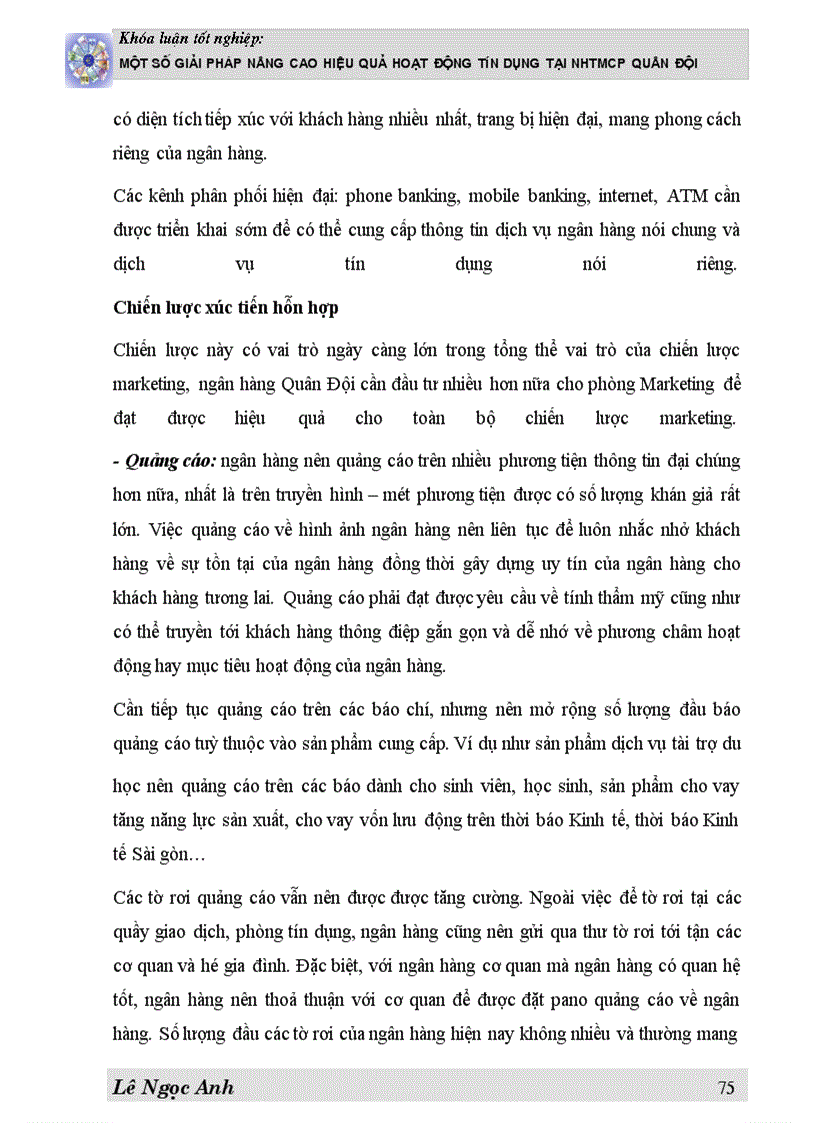 image for page Một số giải pháp Nâng cao hiệu quả hoạt động tín dụng tại NHTMCP Quân Đội