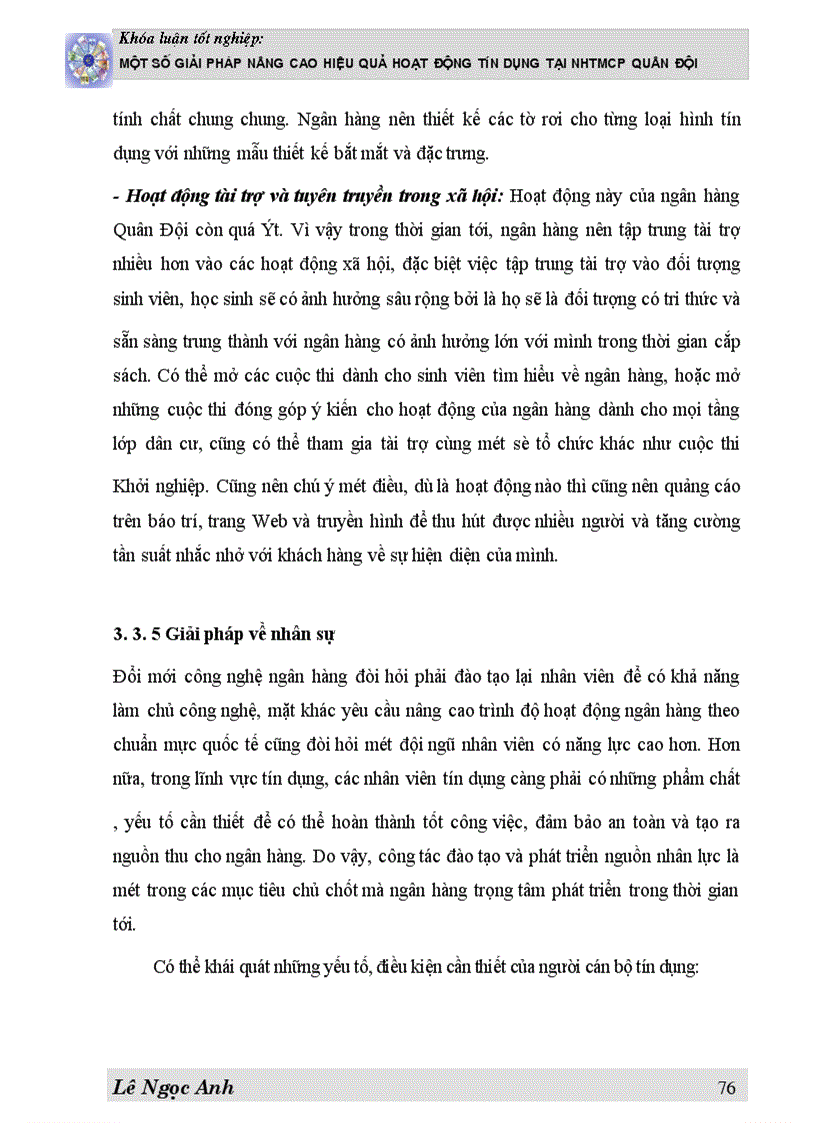 image for page Một số giải pháp Nâng cao hiệu quả hoạt động tín dụng tại NHTMCP Quân Đội