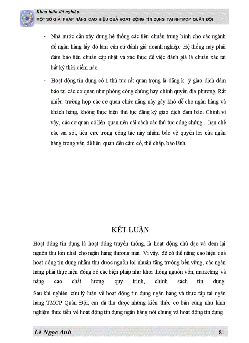 image for page Một số giải pháp Nâng cao hiệu quả hoạt động tín dụng tại NHTMCP Quân Đội