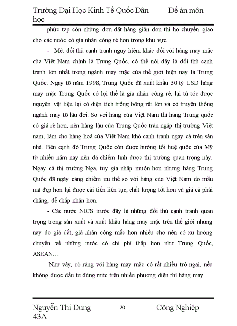 image for page Khả năng cạnh tranh của hàng may mặc trong bối cảnh tự do hoá thương mại