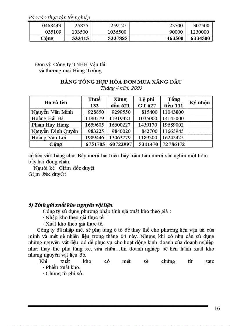 image for page Báo cáo thực tập tốt nghiệp tại Công ty TNHH vận tải và thương mại Hùng Tưởng