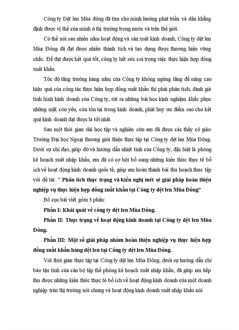 image for page Phân tích thực trạng và kiến nghị một số giải pháp hoàn thiện nghiệp vụ thực hiện hợp đồng xuất khẩu tại Công ty dệt len Mùa Đông