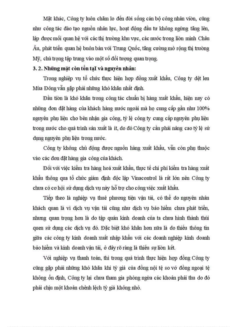 image for page Phân tích thực trạng và kiến nghị một số giải pháp hoàn thiện nghiệp vụ thực hiện hợp đồng xuất khẩu tại Công ty dệt len Mùa Đông