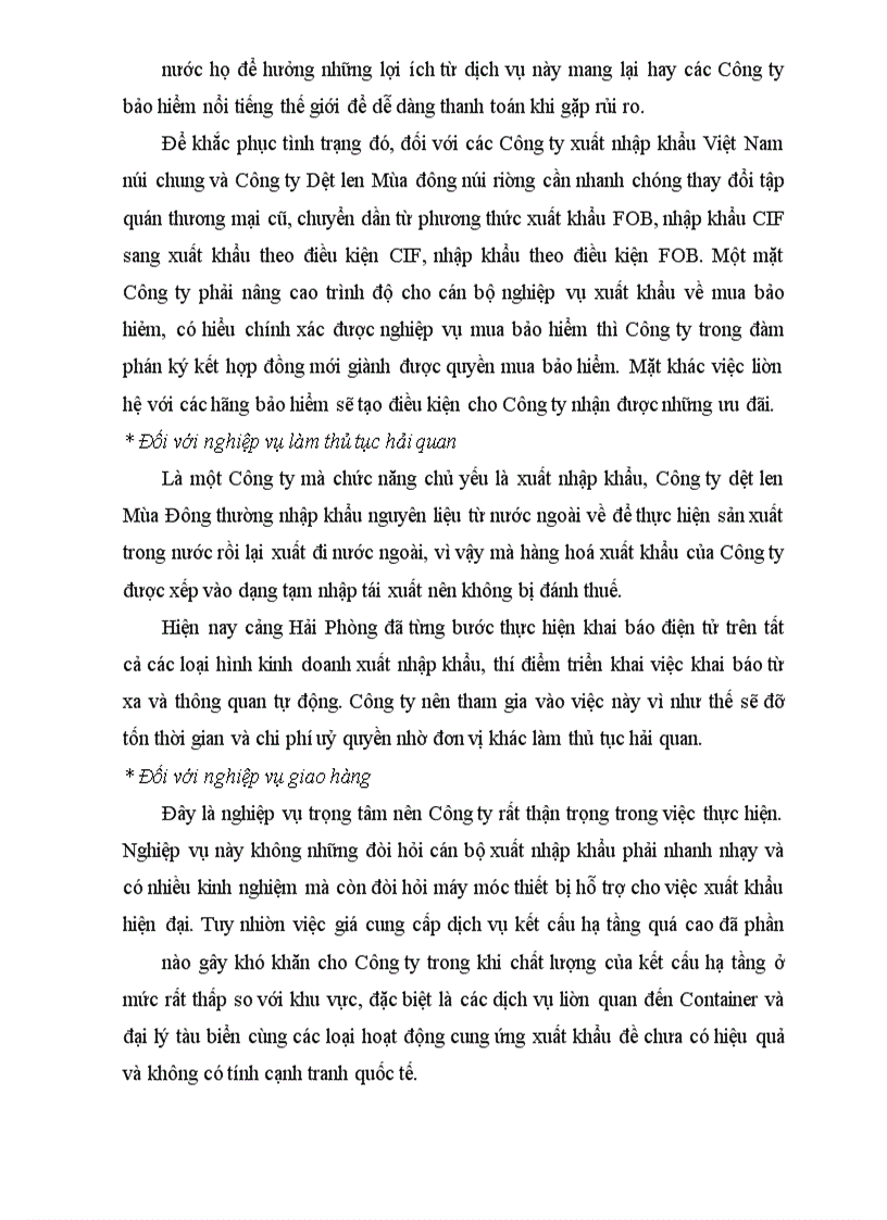 image for page Phân tích thực trạng và kiến nghị một số giải pháp hoàn thiện nghiệp vụ thực hiện hợp đồng xuất khẩu tại Công ty dệt len Mùa Đông