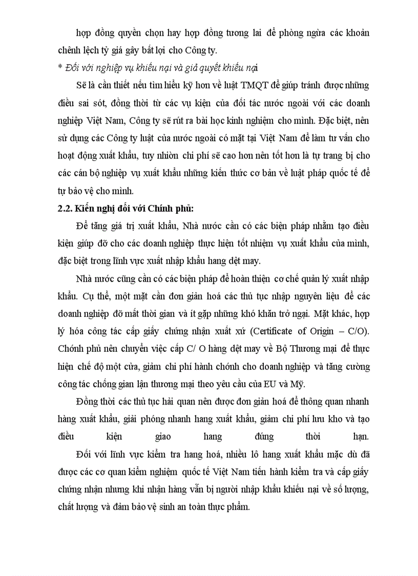 image for page Phân tích thực trạng và kiến nghị một số giải pháp hoàn thiện nghiệp vụ thực hiện hợp đồng xuất khẩu tại Công ty dệt len Mùa Đông