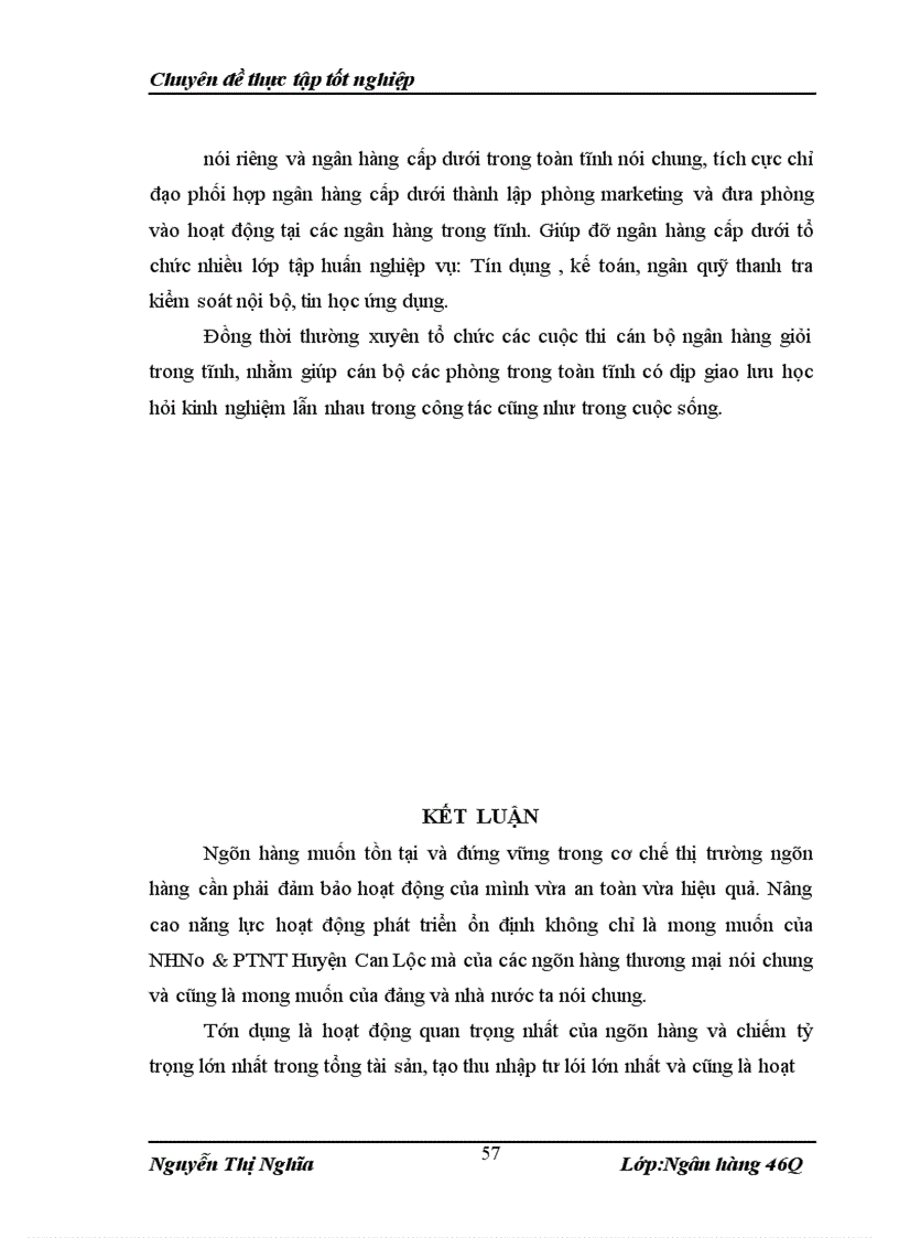 image for page Giải phát nâng cao chất lượng tín dụng trung và dài hạn tại NHNo&PTNT Huyện Can Lộc