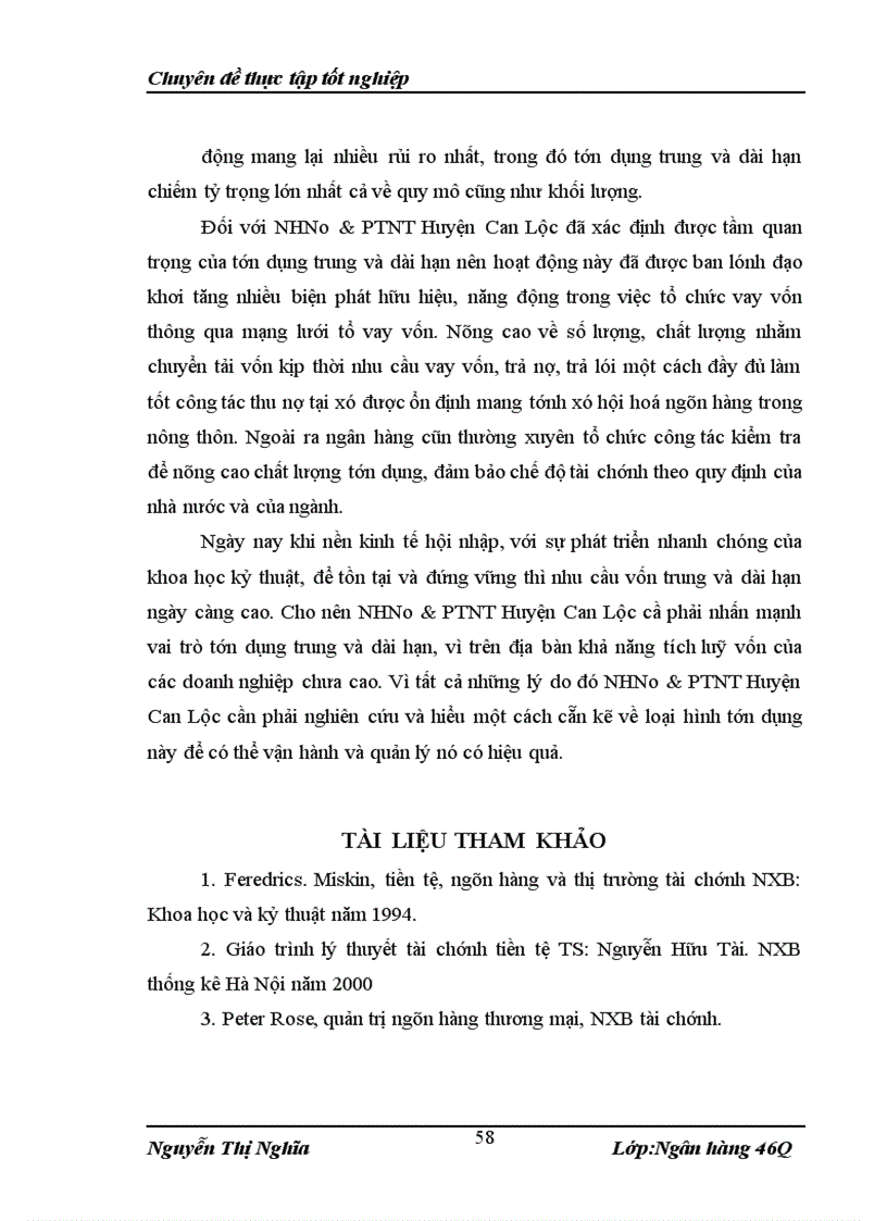 image for page Giải phát nâng cao chất lượng tín dụng trung và dài hạn tại NHNo&PTNT Huyện Can Lộc